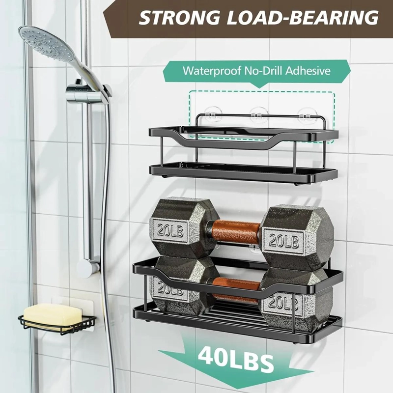 ORGANIZADOR DE DUCHA CON ESTANTES ADHESIVOS DE ACERO INOXIDABLE - 5