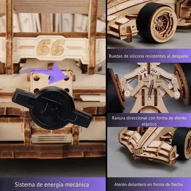 PUZZLE 3D AUTO DE CARRERAS DE MADERA PARA ARMAR - 4