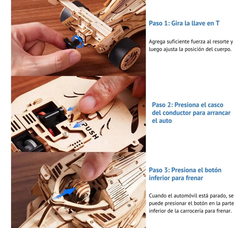 PUZZLE 3D AUTO DE CARRERAS DE MADERA PARA ARMAR - 5