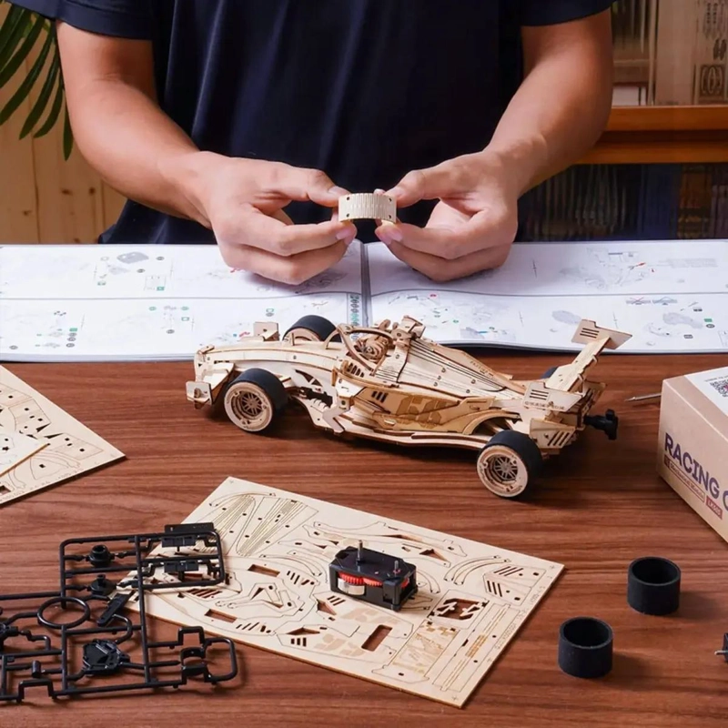 PUZZLE 3D AUTO DE CARRERAS DE MADERA PARA ARMAR - 6