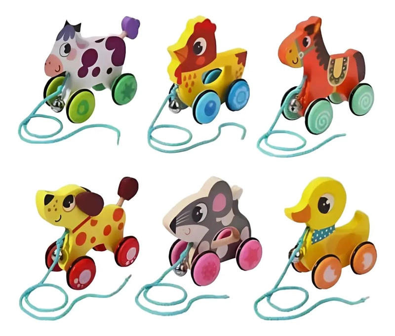 JUGUETE DE ARRASTRE DE ANIMALES DE MADERA PARA NIÑOS - 1