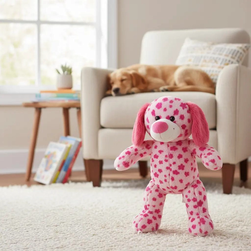 PELUCHE PERRITA ROSADA CON MANCHITAS DE 40 CM PARA NIÑOS - 1