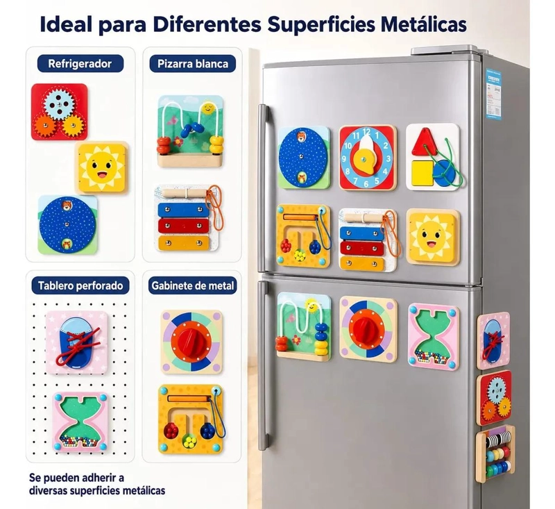 SET DE 12 TABLEROS SENSORIALES DIDACTICOS PARA APRENDIZAJE INFANTIL - 8