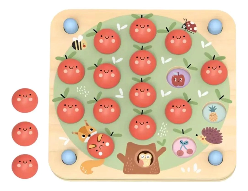 JUEGO DE MEMORIA DE MADERA CON MANZANAS PARA NIÑOS - 1