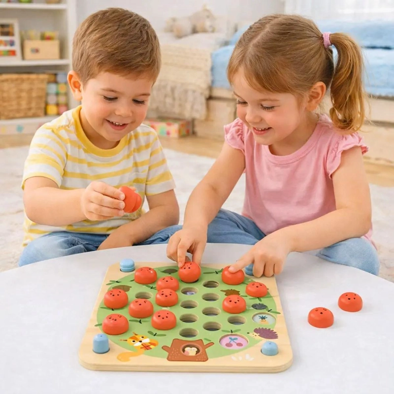JUEGO DE MEMORIA DE MADERA CON MANZANAS PARA NIÑOS - 2