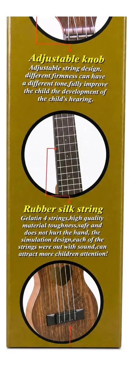UKELELE INFANTIL DE MADERA 4 CUERDAS PARA NIÑOS - 3