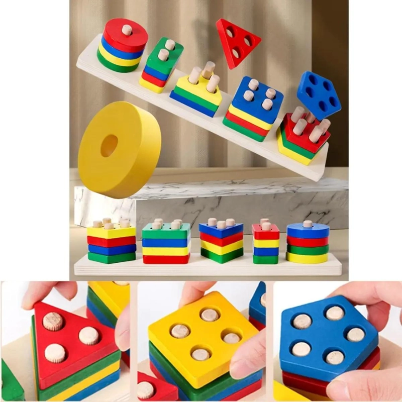 PACK DE 9 JUGUETES DIDACTICOS DE MADERA PARA NIÑOS - 6
