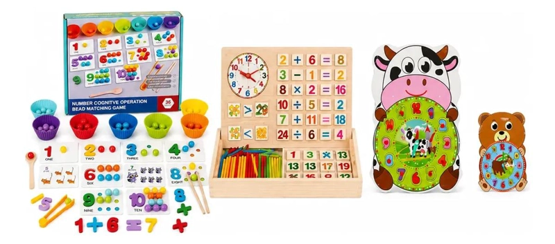 SET DE 3 JUGUETES DIDACTICOS DE MADERA PARA APRENDIZAJE - 1
