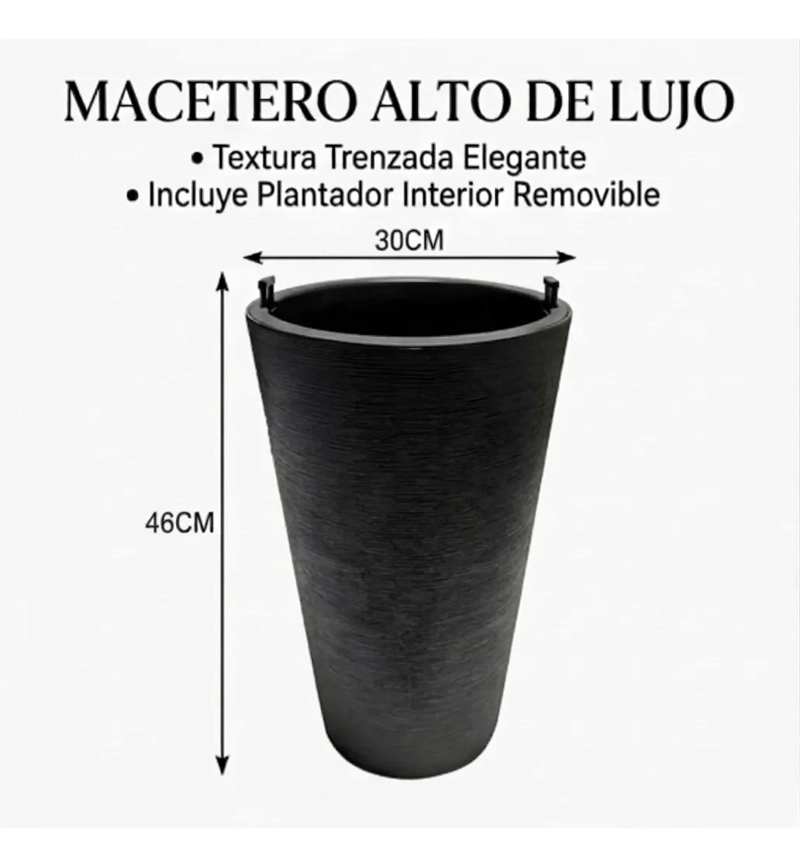 MACETERO CONICO REDONDO DE 46 CM PARA DECORACION - 5