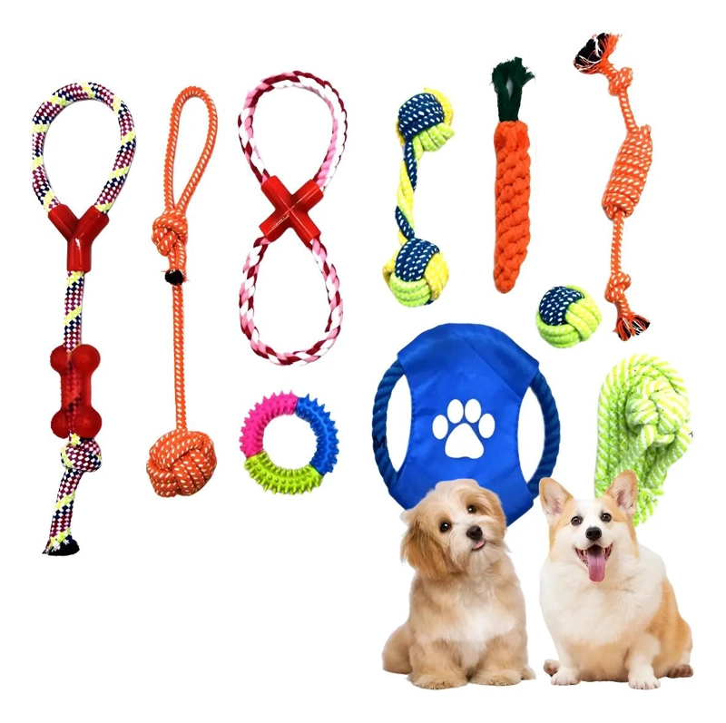 SET DE 10 JUGUETES INTERACTIVOS PARA PERROS DE ALGODON - 1