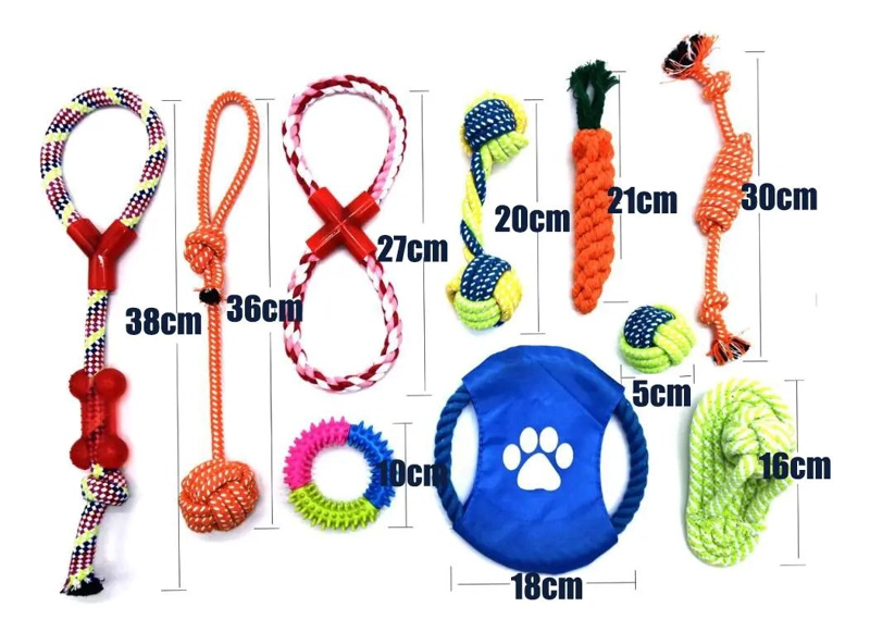 SET DE 10 JUGUETES INTERACTIVOS PARA PERROS DE ALGODON - 2