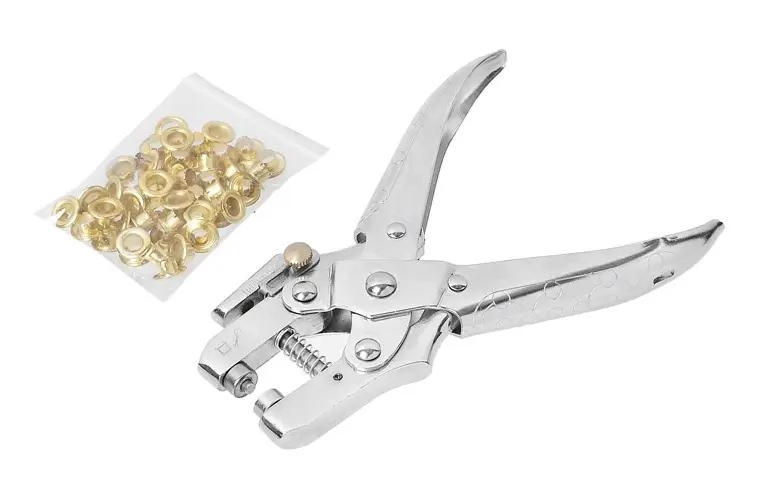ALICATE PARA OJETILLOS DE ACERO INOXIDABLE CON 50 PIEZAS - 1
