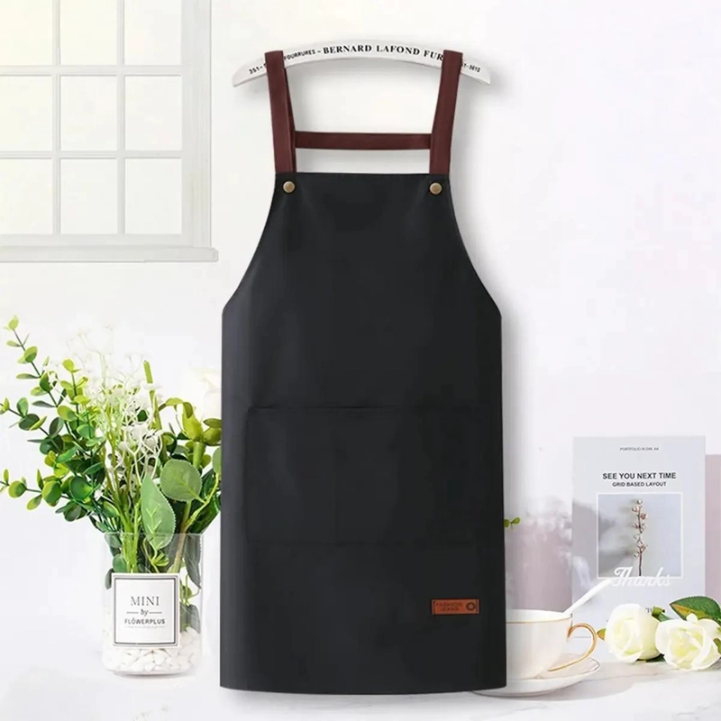 DELANTAL DE COCINA IMPERMEABLE Y AJUSTABLE CON BOLSILLOS - 2