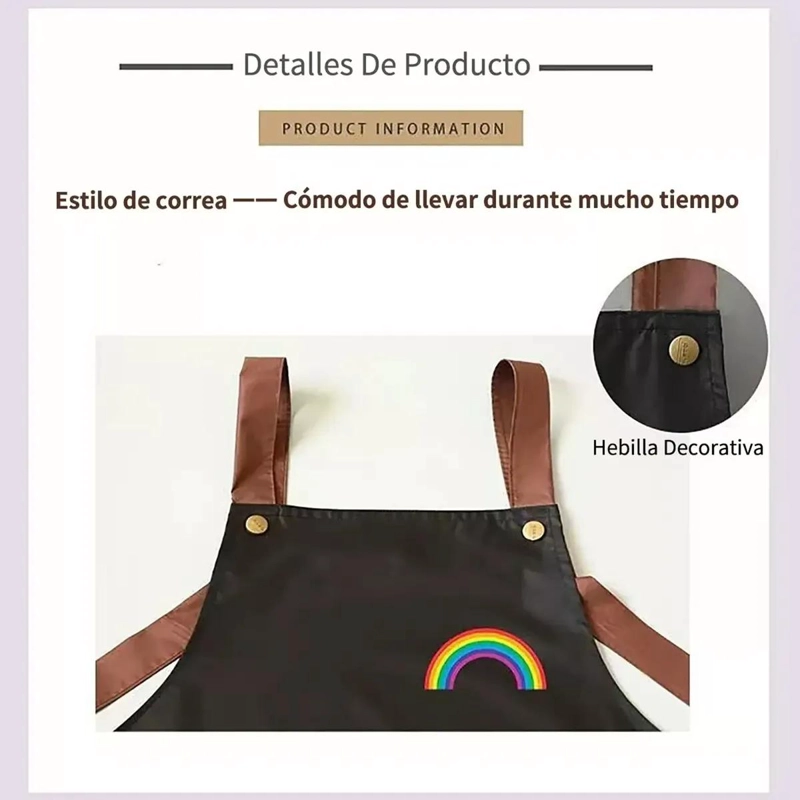 DELANTAL DE COCINA IMPERMEABLE Y AJUSTABLE CON BOLSILLOS - 5