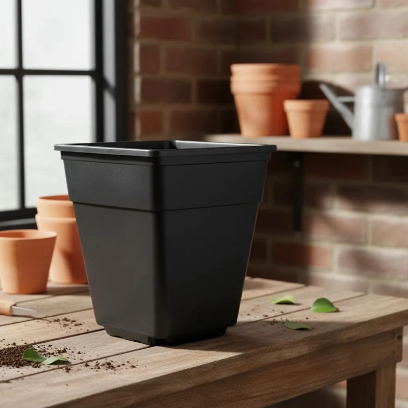 PACK DE 5 MACETAS CUADRADAS DE 2.5 LITROS PARA JARDINERIA - 1