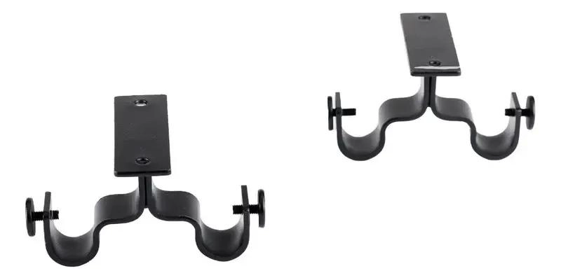 SOPORTE DOBLE TECHO DE METAL PARA CORTINAS 19/19 MM COLOR NEGRO - 1