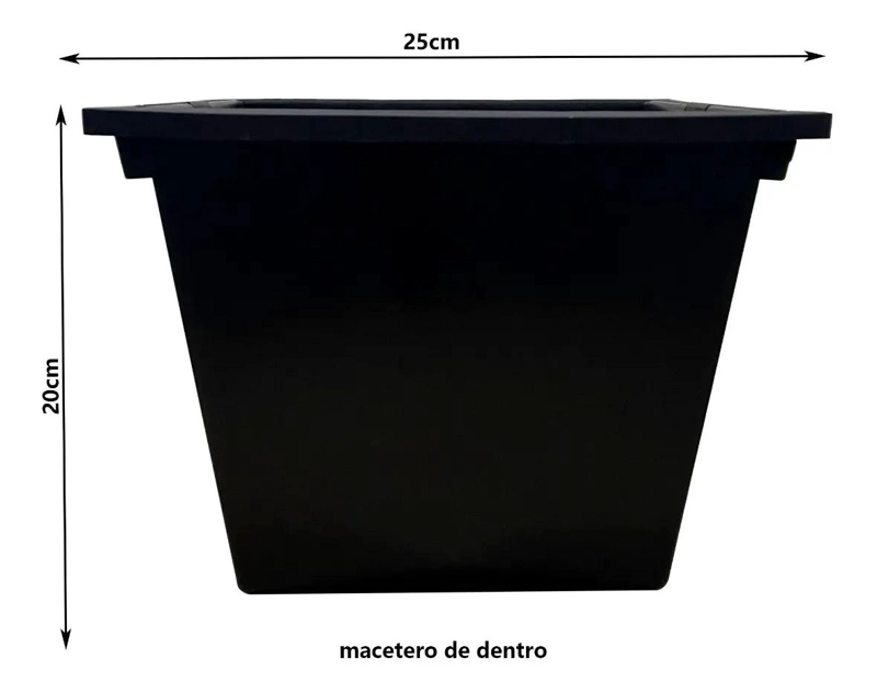 MACETERO CUADRADO DE PLASTICO 36CM PARA PLANTAS - 7