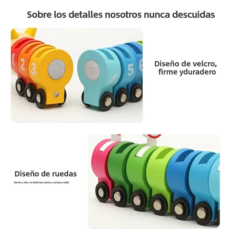 TREN DIDACTICO DE MADERA CON NUMEROS Y SEÑALES DE TRANSITO - 7