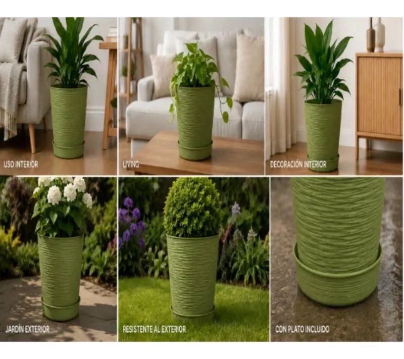 MACETERO GRANDE TEXTURIZADO IDEAL PARA INTERIOR Y EXTERIOR - 7