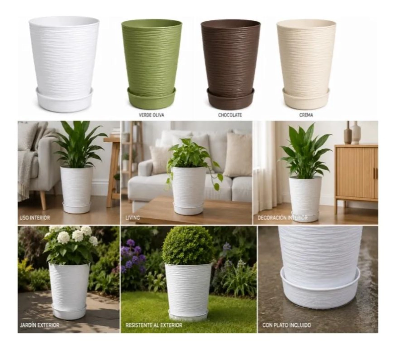 MACETERO GRANDE TEXTURIZADO IDEAL PARA INTERIOR Y EXTERIOR - 8
