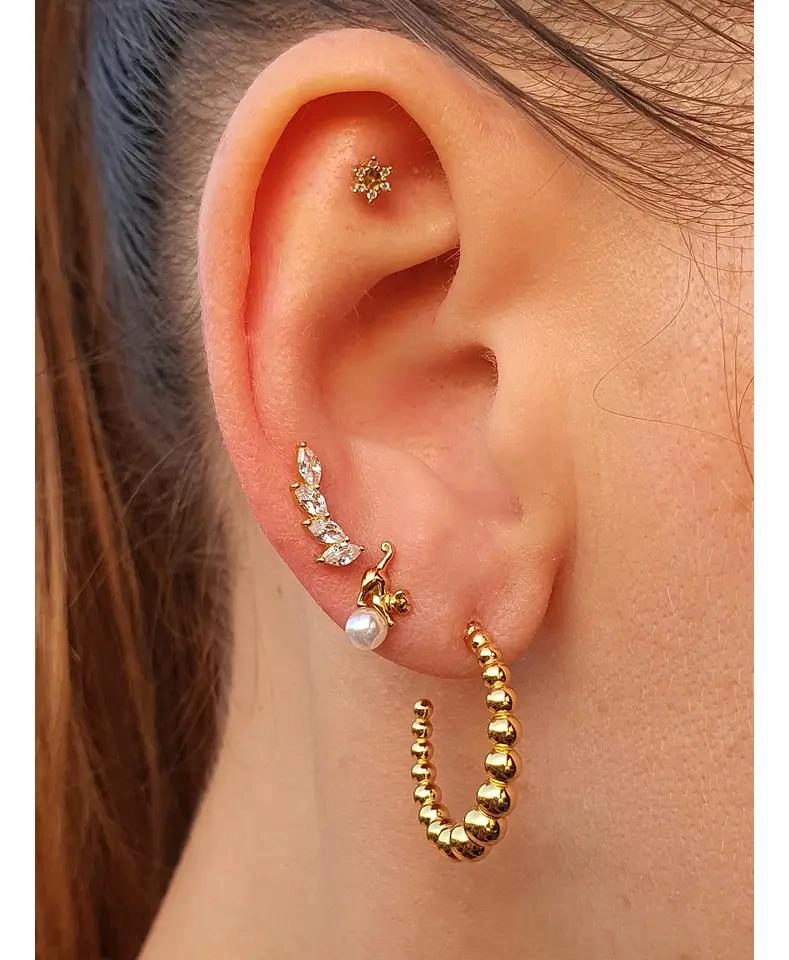 AROS DE PERLA PEQUEÑA CON CIRCONES EN PLATA FINA - 2