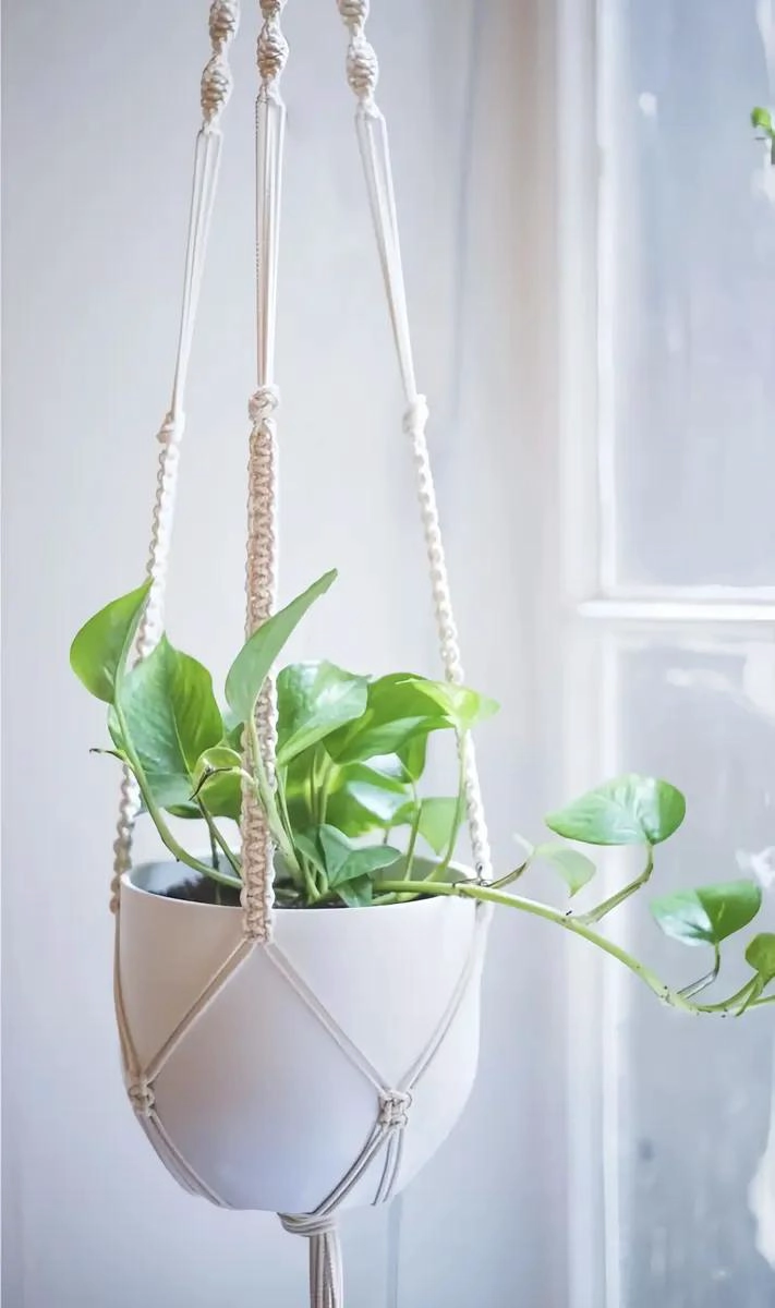 COLGANTE DE MACRAME  PARA MACETERO BLANCO DE ALGODON - 4