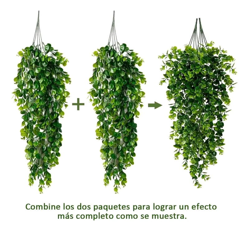 4 PLANTAS ARTIFICIALES COLGANTES DE EUCALIPTO PARA DECORACION - 3