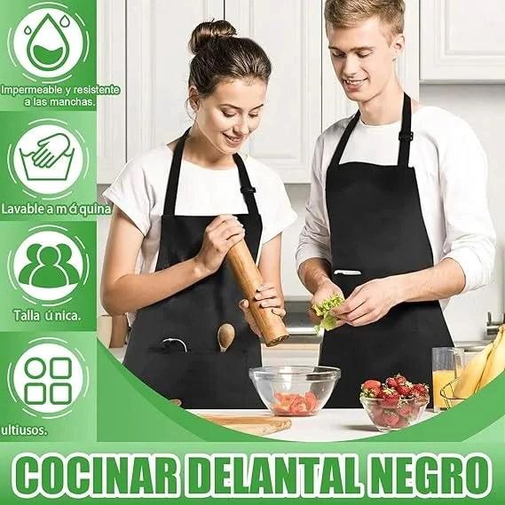 DELANTAL DE COCINA MULTIFUNCIONAL CON 10 PIEZAS PARA CHEF Y PINTORES - 4