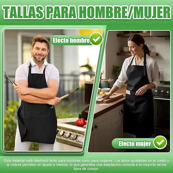 DELANTAL DE COCINA MULTIFUNCIONAL CON 10 PIEZAS PARA CHEF Y PINTORES - 5