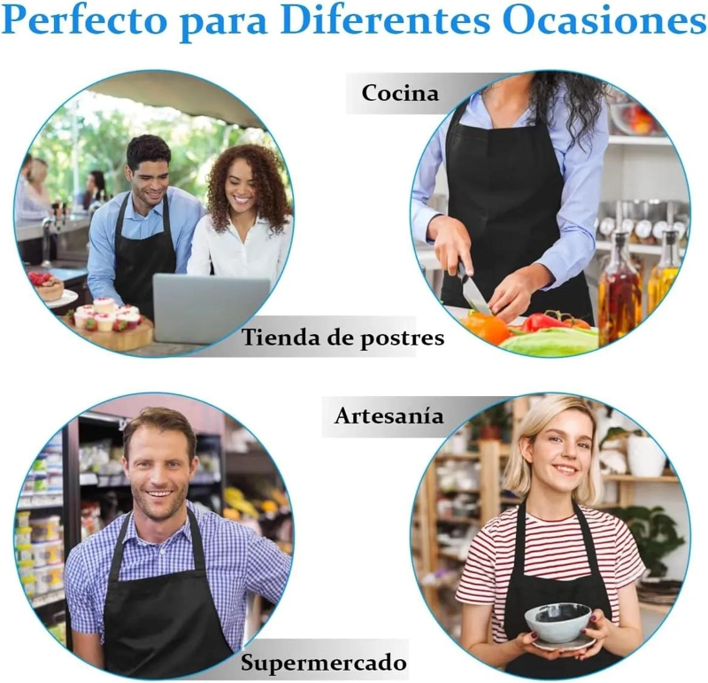 DELANTAL DE COCINA MULTIFUNCIONAL CON 10 PIEZAS PARA CHEF Y PINTORES - 6