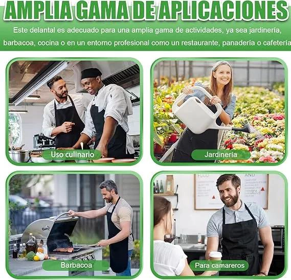 DELANTAL DE COCINA MULTIFUNCIONAL CON 10 PIEZAS PARA CHEF Y PINTORES - 7