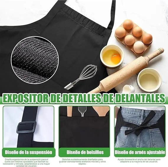 DELANTAL DE COCINA MULTIFUNCIONAL CON 10 PIEZAS PARA CHEF Y PINTORES - 8
