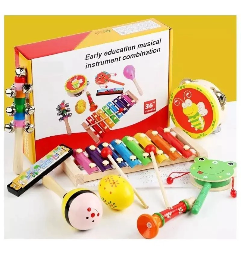 PACK DE JUGUETES MUSICALES DIDACTICOS DE MADERA PARA BEBE S - 10