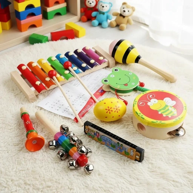 PACK DE JUGUETES MUSICALES DIDACTICOS DE MADERA PARA BEBE S - 2