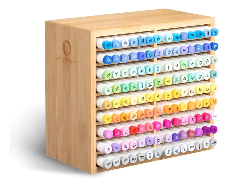 ORGANIZADOR DE BAMBU PARA 126 MARCADORES Y SUMINISTROS DE ARTE - 1