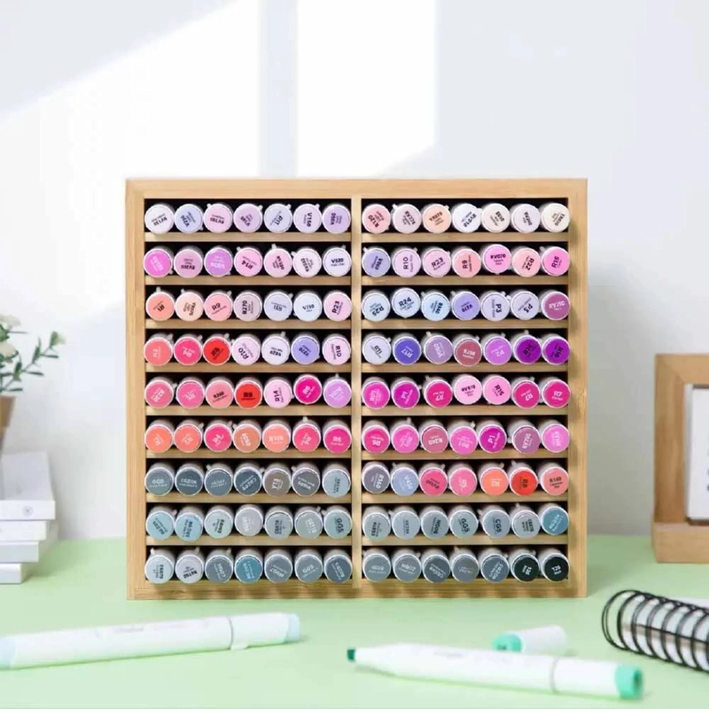 ORGANIZADOR DE BAMBU PARA 126 MARCADORES Y SUMINISTROS DE ARTE - 2
