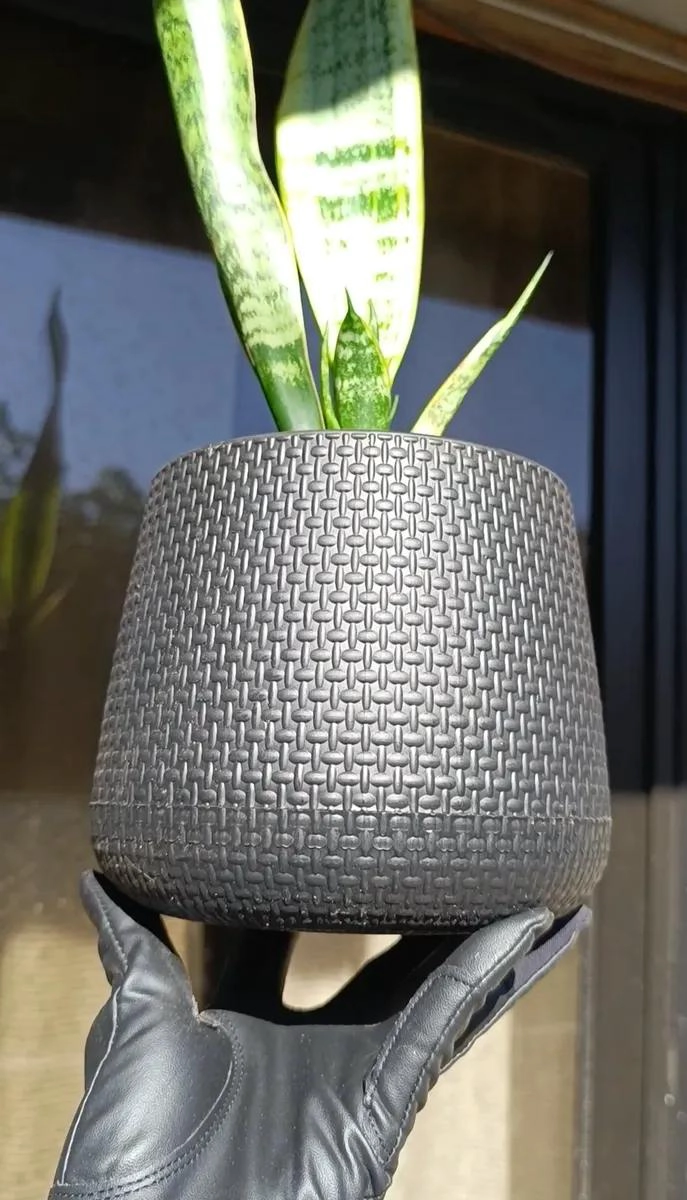 MACETERO DECORATIVO TEJIDO ESTILO RATAN 13 CM - 2