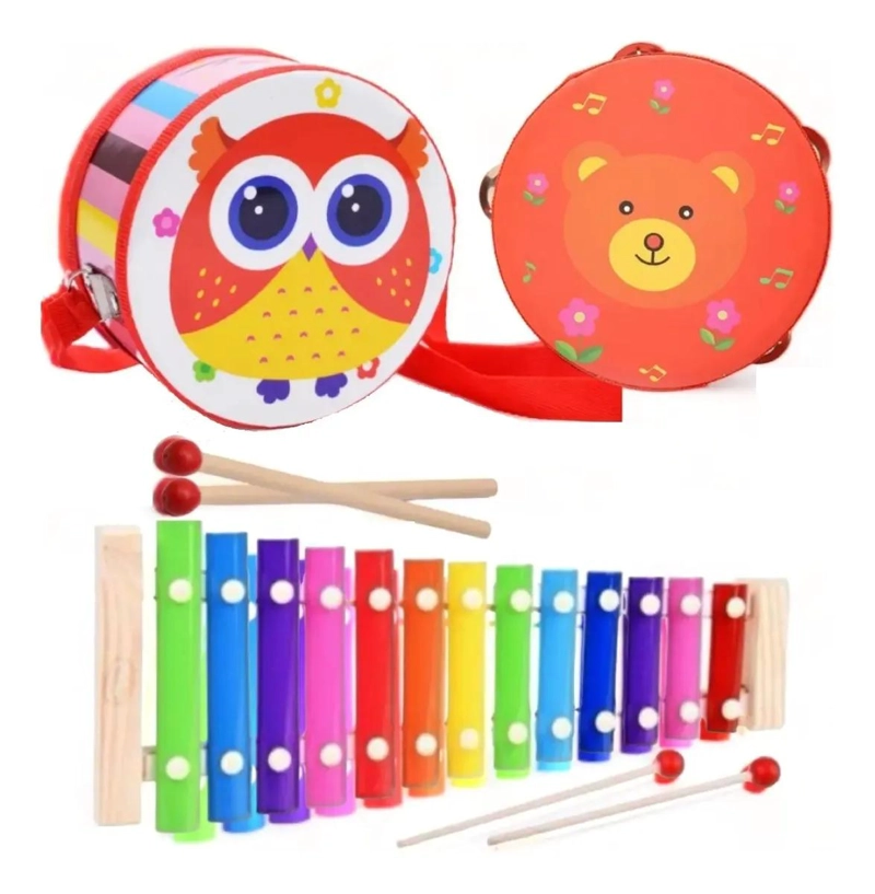 PACK DE JUGUETES MUSICALES DIDACTICOS DE MADERA PARA BEBE S - 1