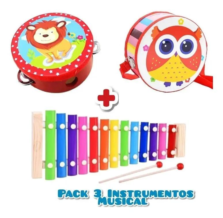 PACK DE JUGUETES MUSICALES DIDACTICOS DE MADERA PARA BEBE S - 2