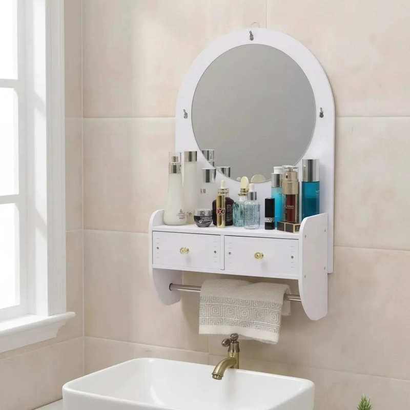 MUEBLE ORGANIZADOR DE BAÑO CON ESPEJO Y TOALLERO PRACTICO - 1
