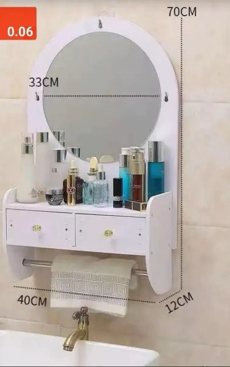 MUEBLE ORGANIZADOR DE BAÑO CON ESPEJO Y TOALLERO PRACTICO - 2