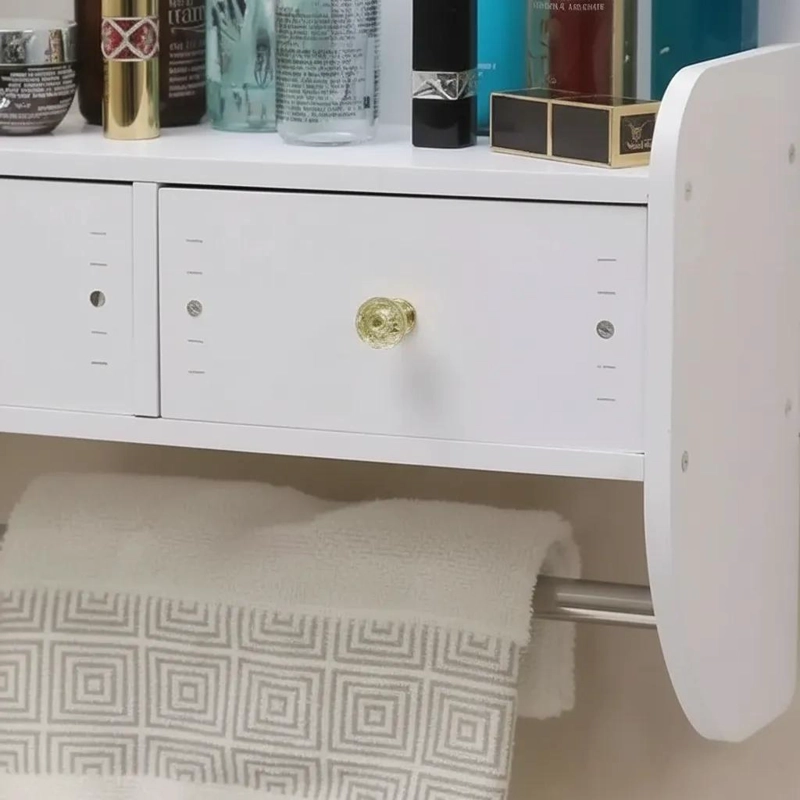 MUEBLE ORGANIZADOR DE BAÑO CON ESPEJO Y TOALLERO PRACTICO - 3