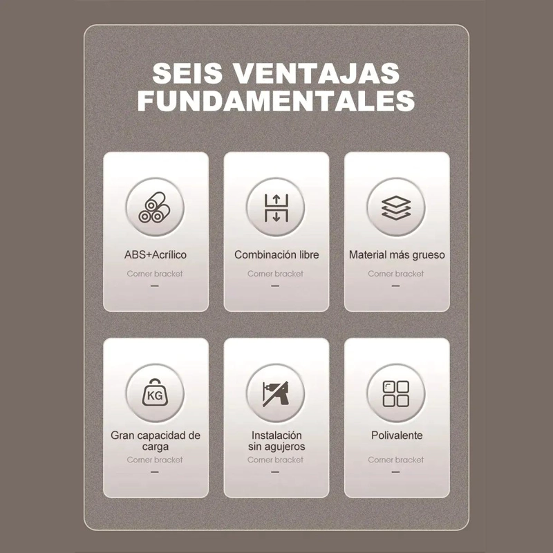 ESTANTE DE ALMACENAMIENTO DE ESQUINA PARA BAÑO EN COLOR GRIS - 6