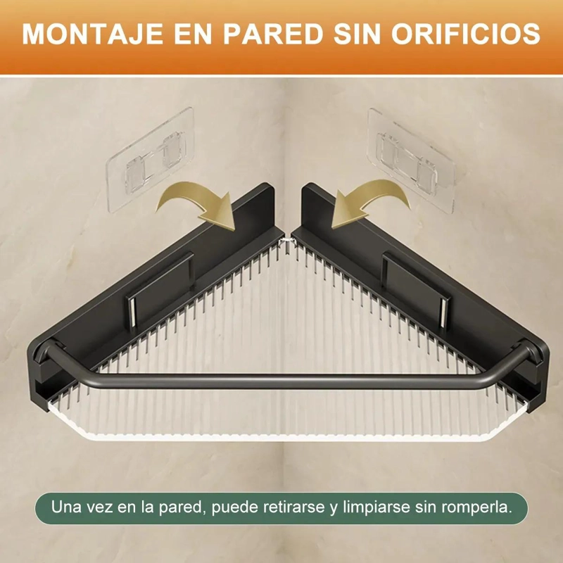 ESTANTE DE ALMACENAMIENTO DE ESQUINA PARA BAÑO EN COLOR GRIS - 7