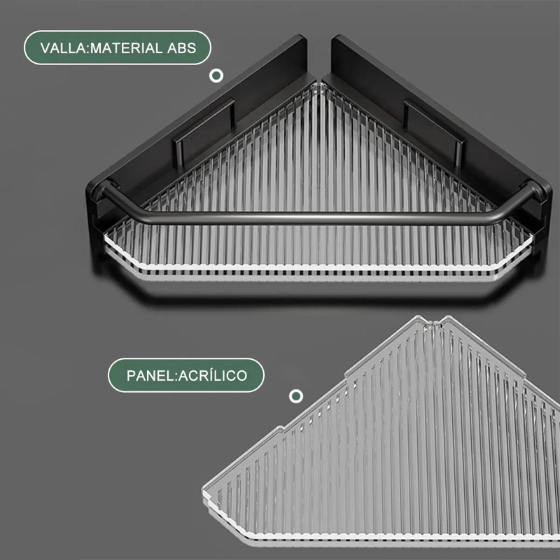 ESTANTE DE ALMACENAMIENTO DE ESQUINA PARA BAÑO EN COLOR GRIS - 9