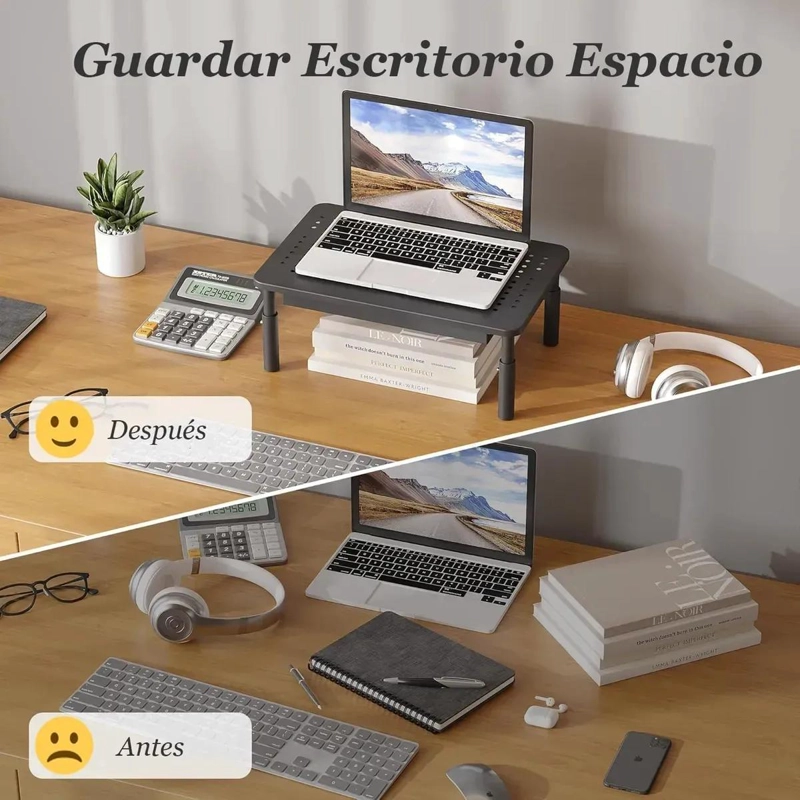 SOPORTE ELEVADOR DE MONITOR CON CAJON Y ALTURA AJUSTABLE - 5