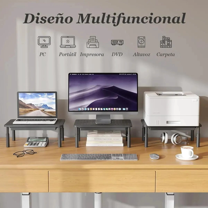 SOPORTE ELEVADOR DE MONITOR CON CAJON Y ALTURA AJUSTABLE - 6
