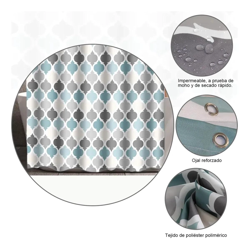 CORTINA DE BAÑO IMPERMEABLE DE POLIE STER 180X200 CM - 4