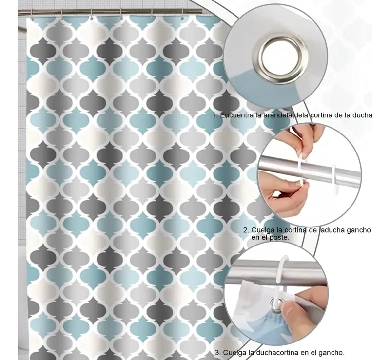 CORTINA DE BAÑO IMPERMEABLE DE POLIE STER 180X200 CM - 5