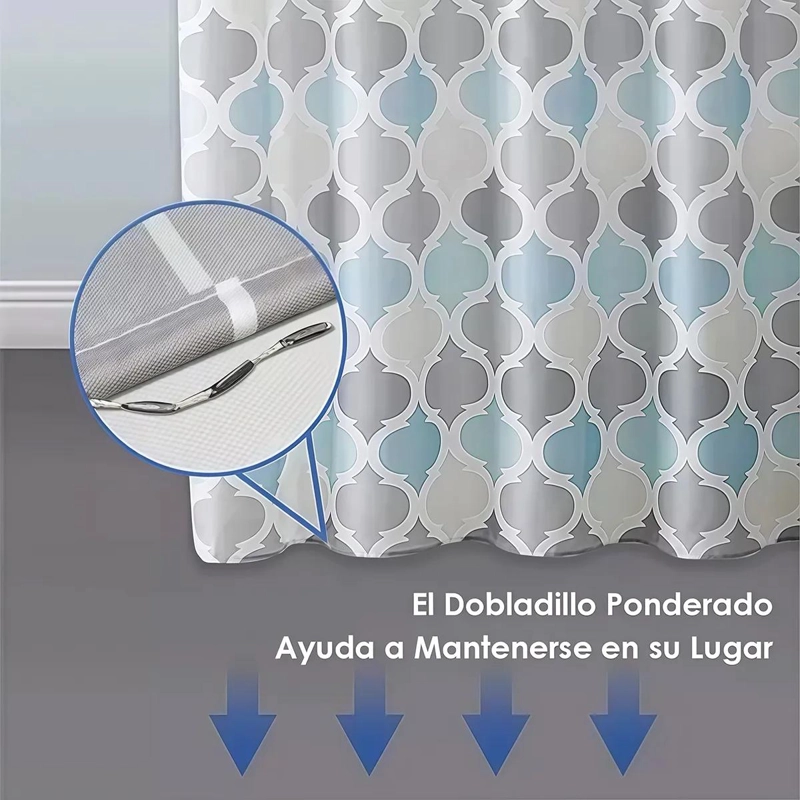 CORTINA DE BAÑO IMPERMEABLE DE POLIE STER 180X200 CM - 9